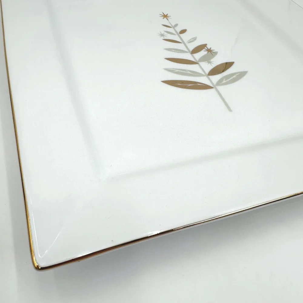 Gourmet Fitz and Floyd Trees In Gold Serving Platter Set of 2 Christmas Holiday